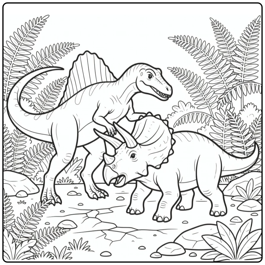 fighting spinosaurus coloring page Spinosaurus vs Triceratops