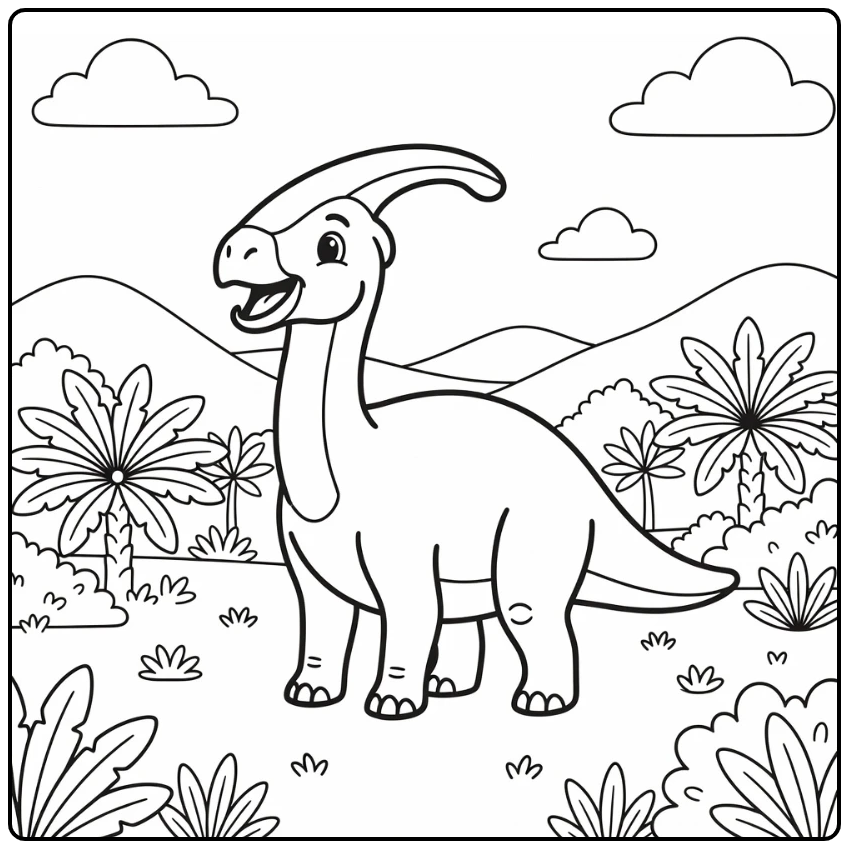 parasaurolophus coloring page dinosaur calling in valley