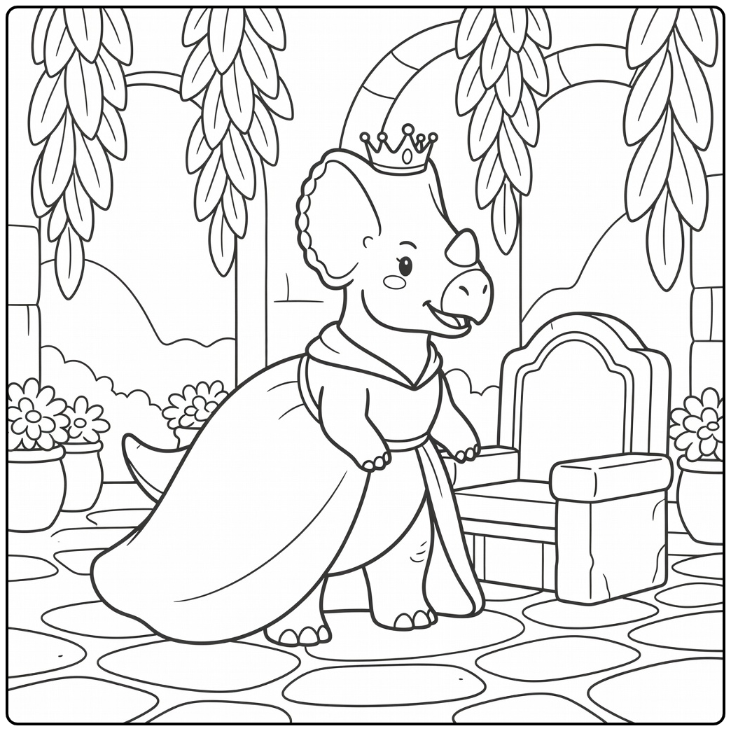 Princess dinosaur coloring page of royal Pachyrhinosaurus