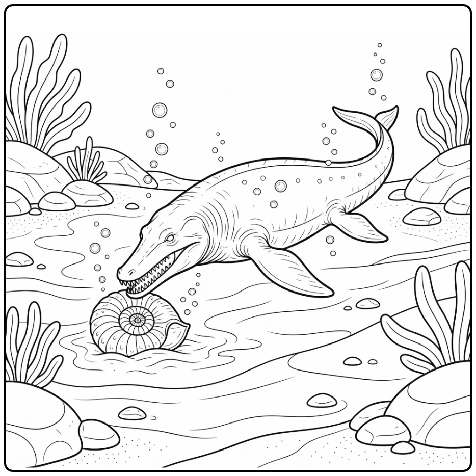 realistic mosasaurus coloring page mosasaur and shell