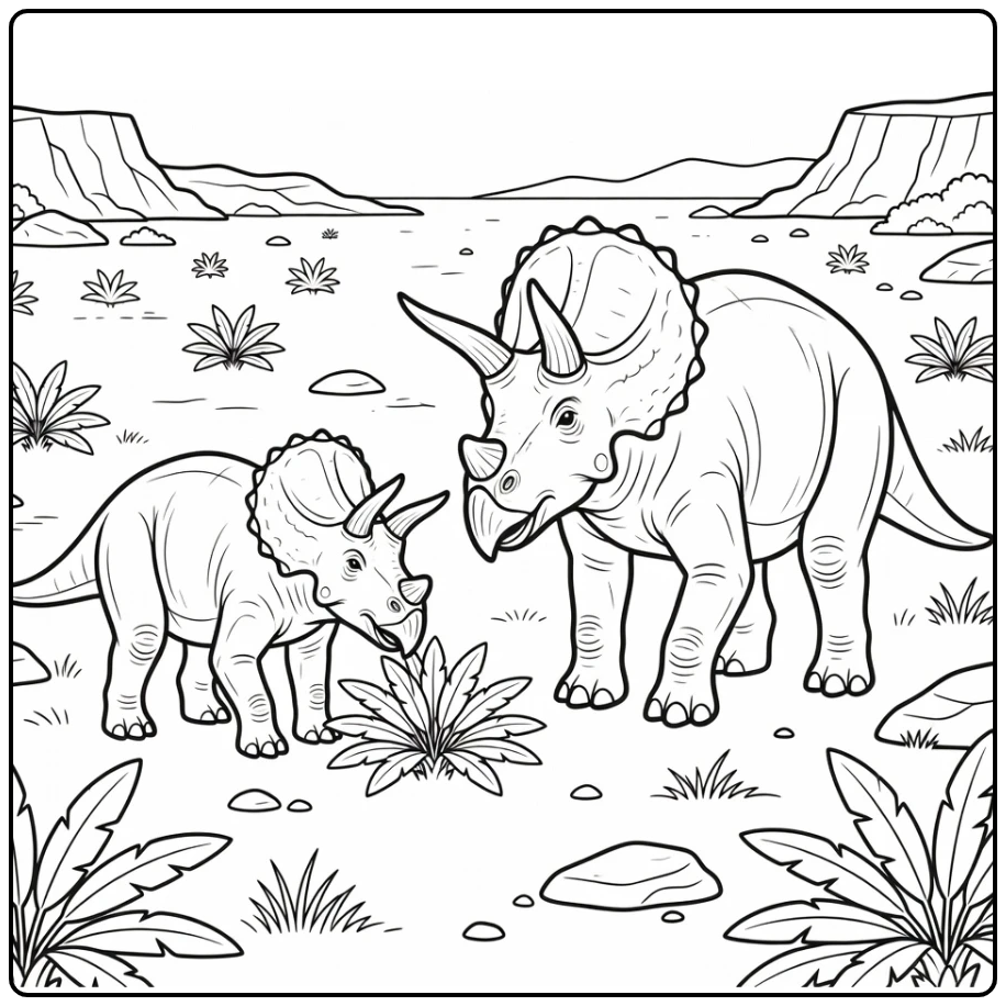 realistic triceratops coloring page young adult dinosaurs