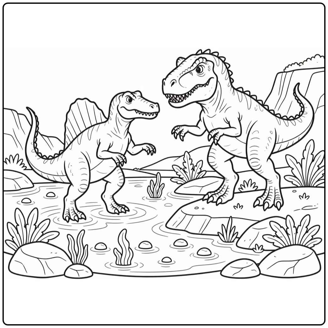 spinosaurus vs indominus rex coloring page dinosaur clash