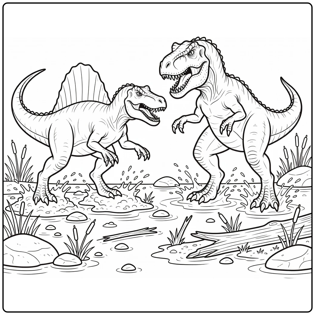 spinosaurus vs indominus rex coloring page dinosaur battle