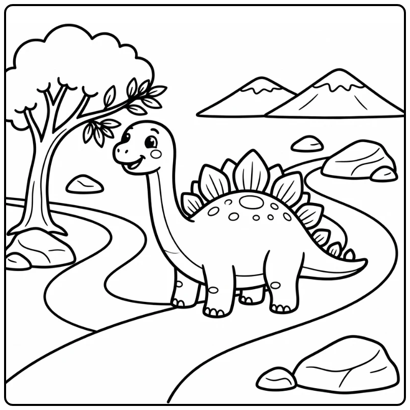Stegosaurus coloring page dinosaur reaching for leaves