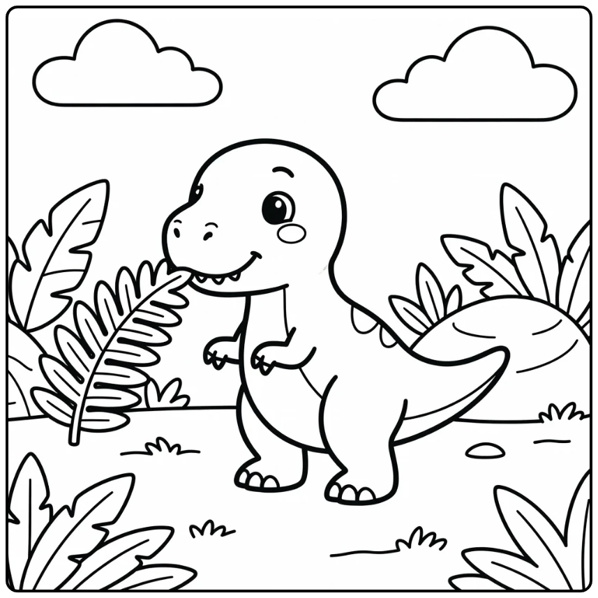 t rex cute dinosaur coloring page baby T-Rex by rock and fern