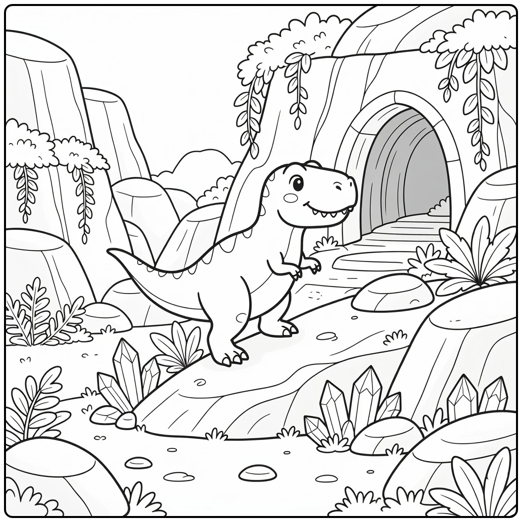 t rex dinosaur coloring page T-rex climbing to cave