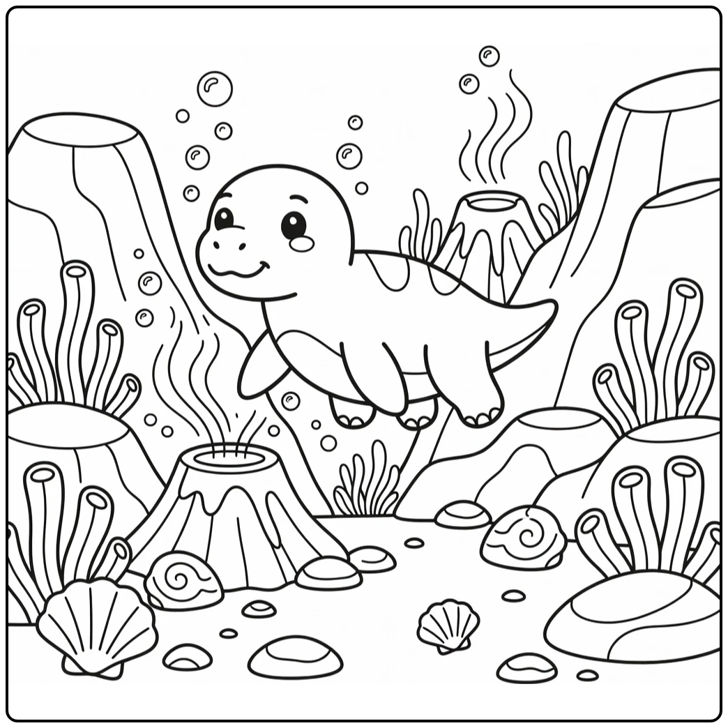Water dinosaur coloring page kronosaurus by volcanic vent