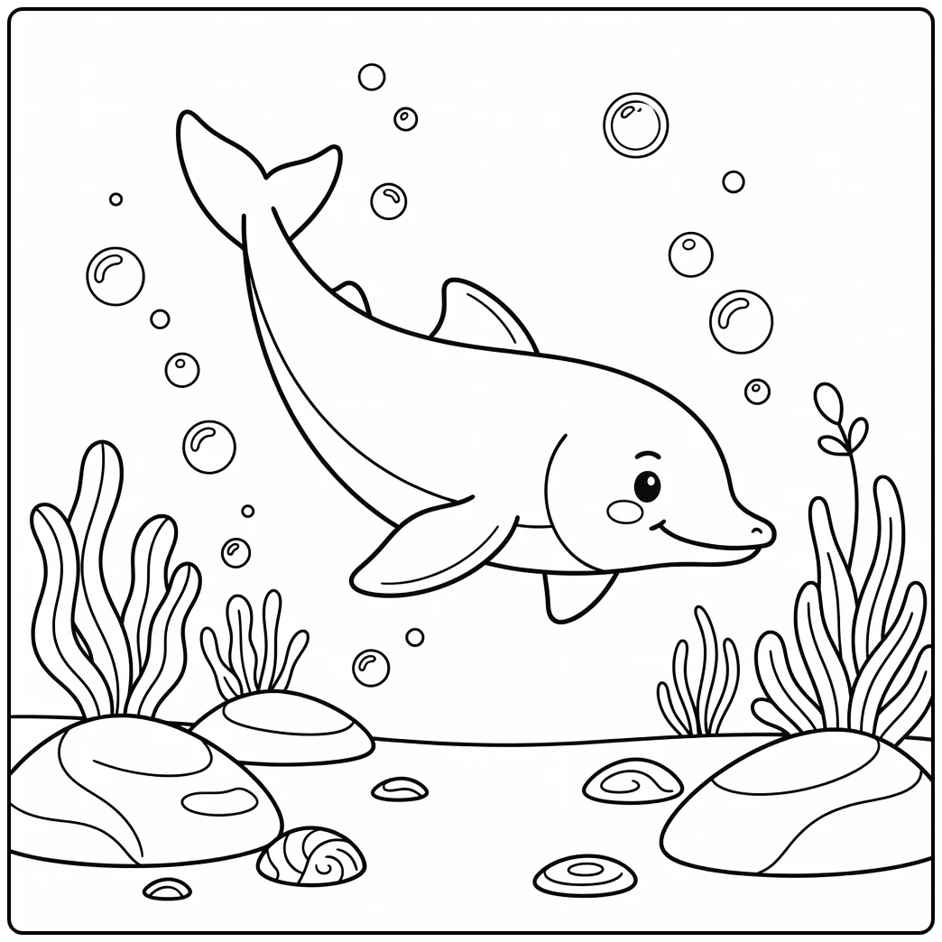 Water dinosaur coloring page of ichthyosaur diving in ocean