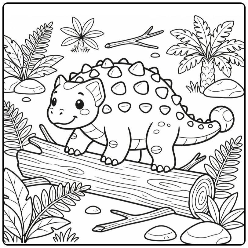 ankylosaurus bumpy coloring page dinosaur on log