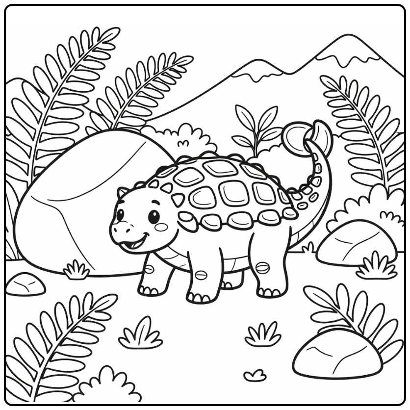 ankylosaurus coloring page dinosaur with raised club tail