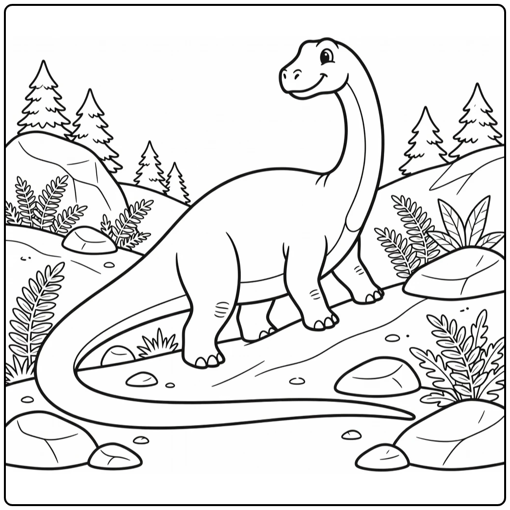 apatosaurus coloring page dinosaur climbing rocky slope
