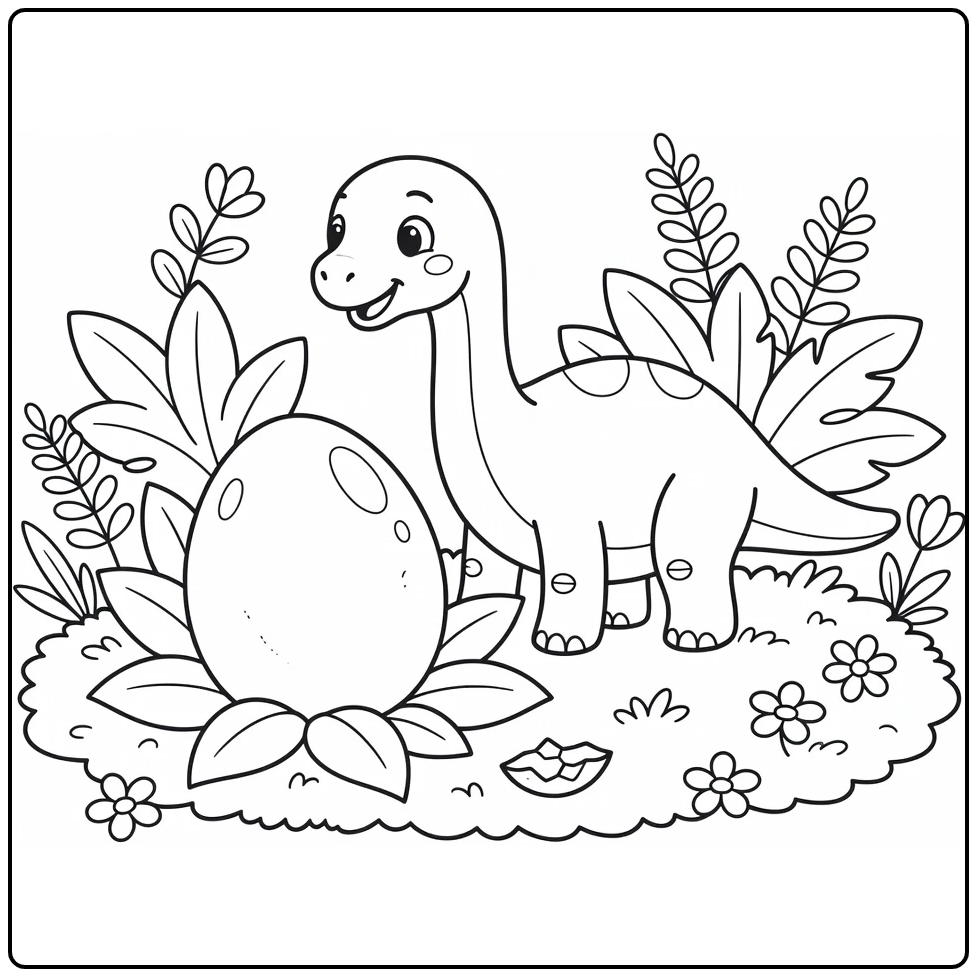 Apatosaurus Coloring Page of Dinosaur and Giant Egg