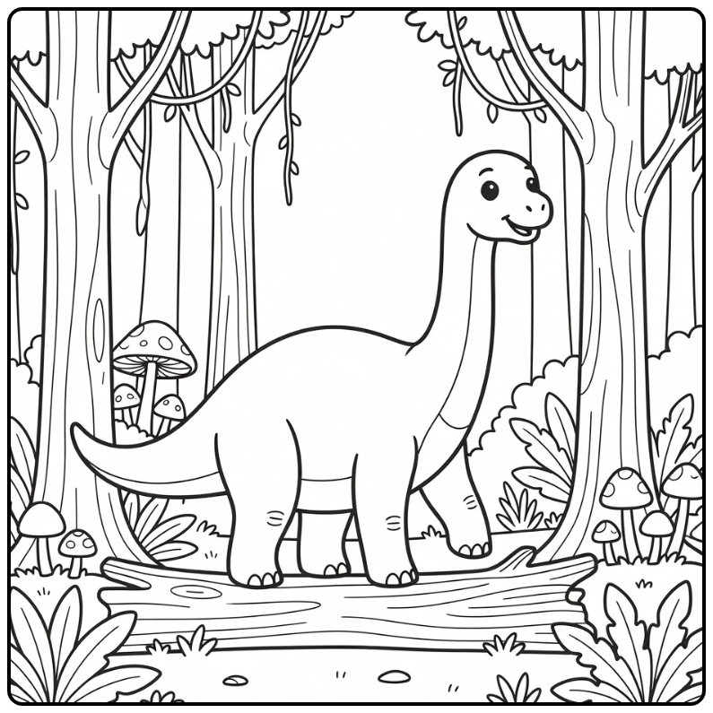 apatosaurus coloring page dinosaur stepping over log