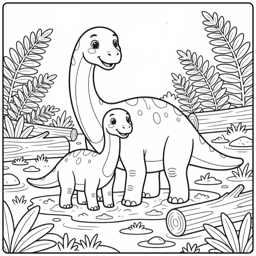 apatosaurus coloring page mother and calf by riverbank