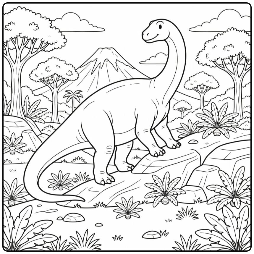 Argentinosaurus coloring page dinosaur climbing rocky slope