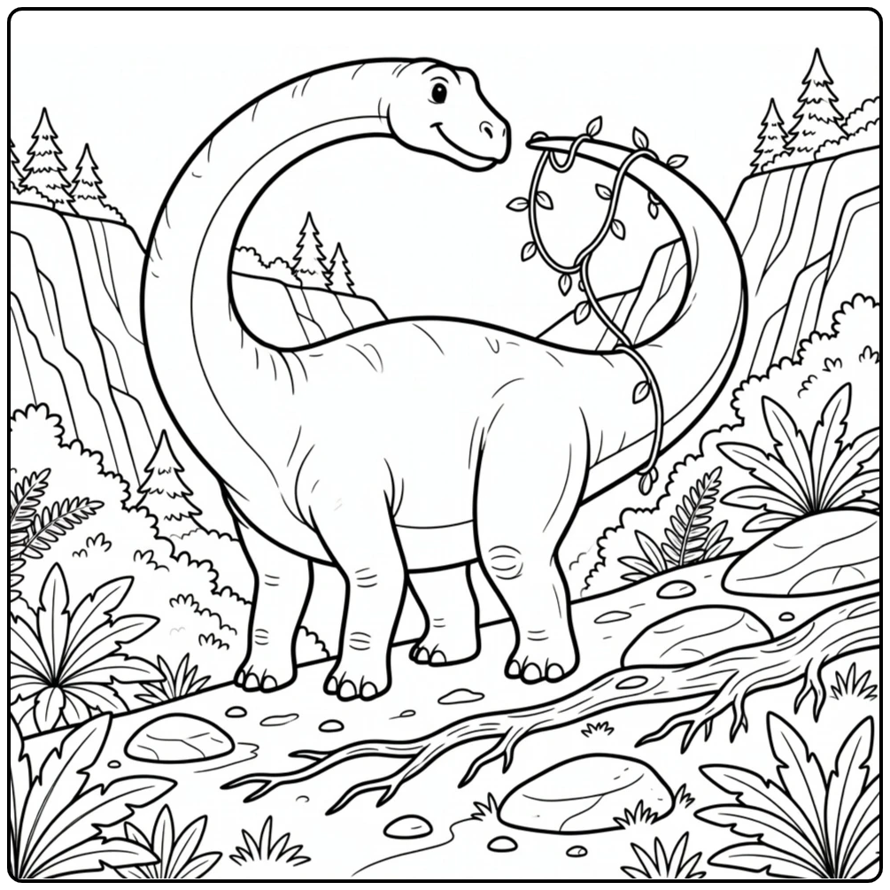 Argentinosaurus coloring page dinosaur on hillside