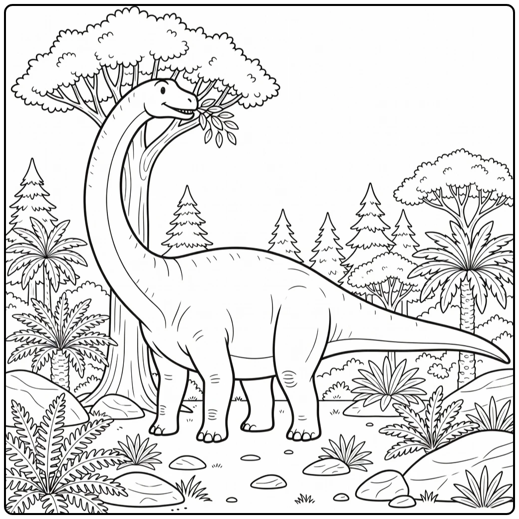 Argentinosaurus coloring page dinosaur reaching for leaves