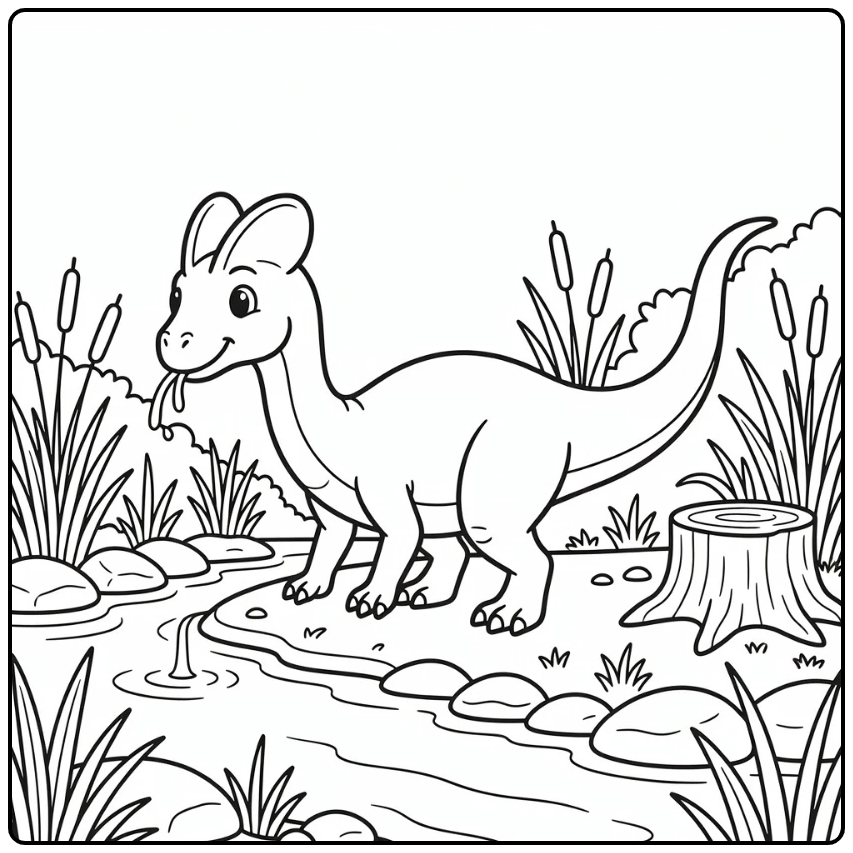 dilophosaurus coloring page cute dinosaur by stream