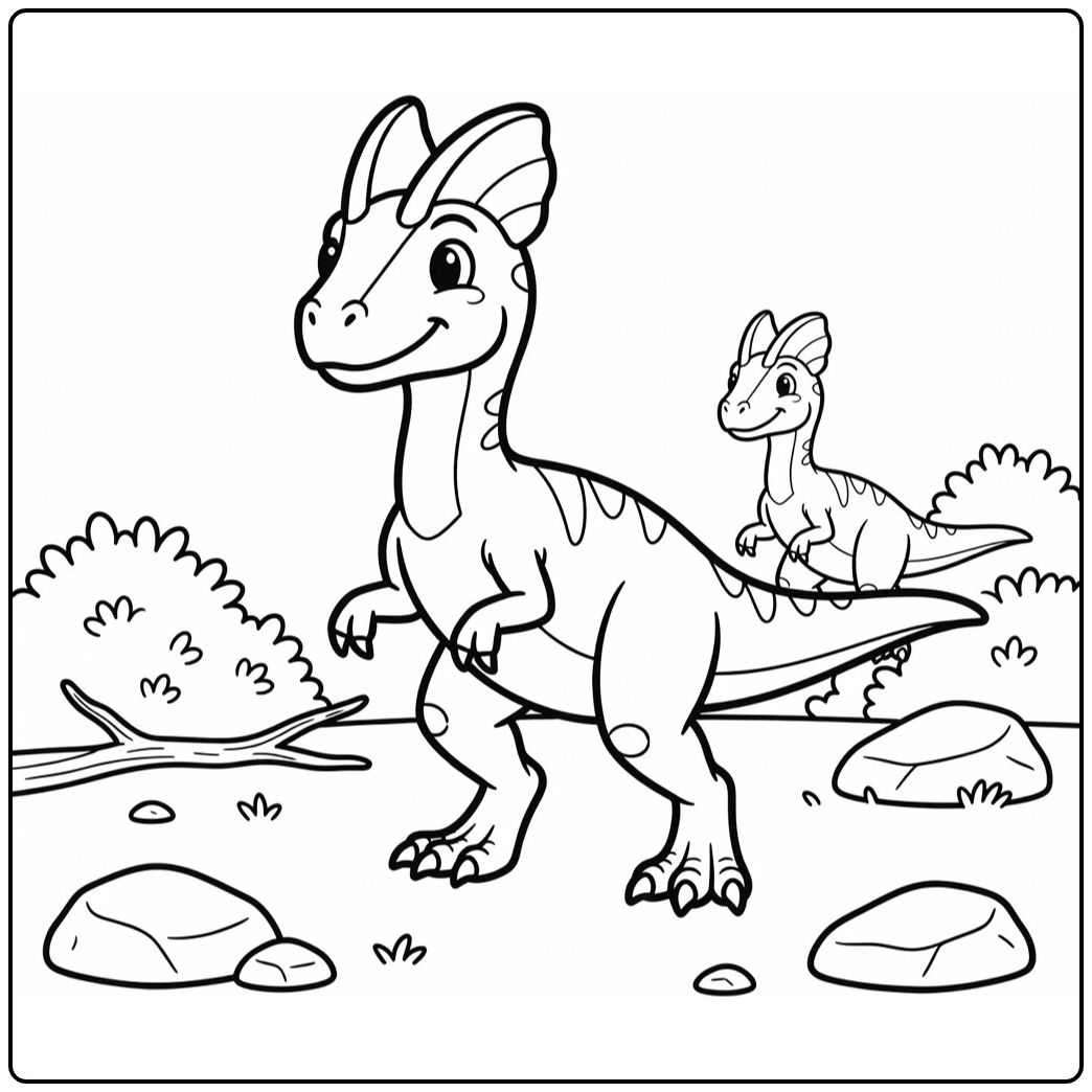 dilophosaurus coloring page with twin crests display