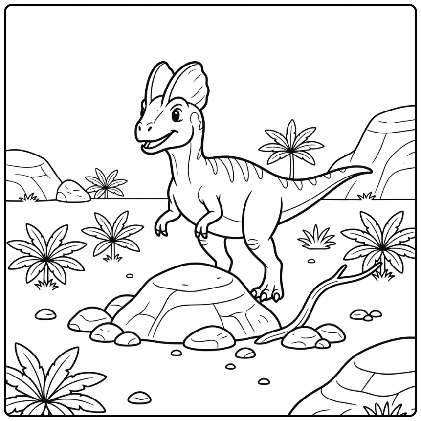 dilophosaurus coloring page dinosaur with twin crests display