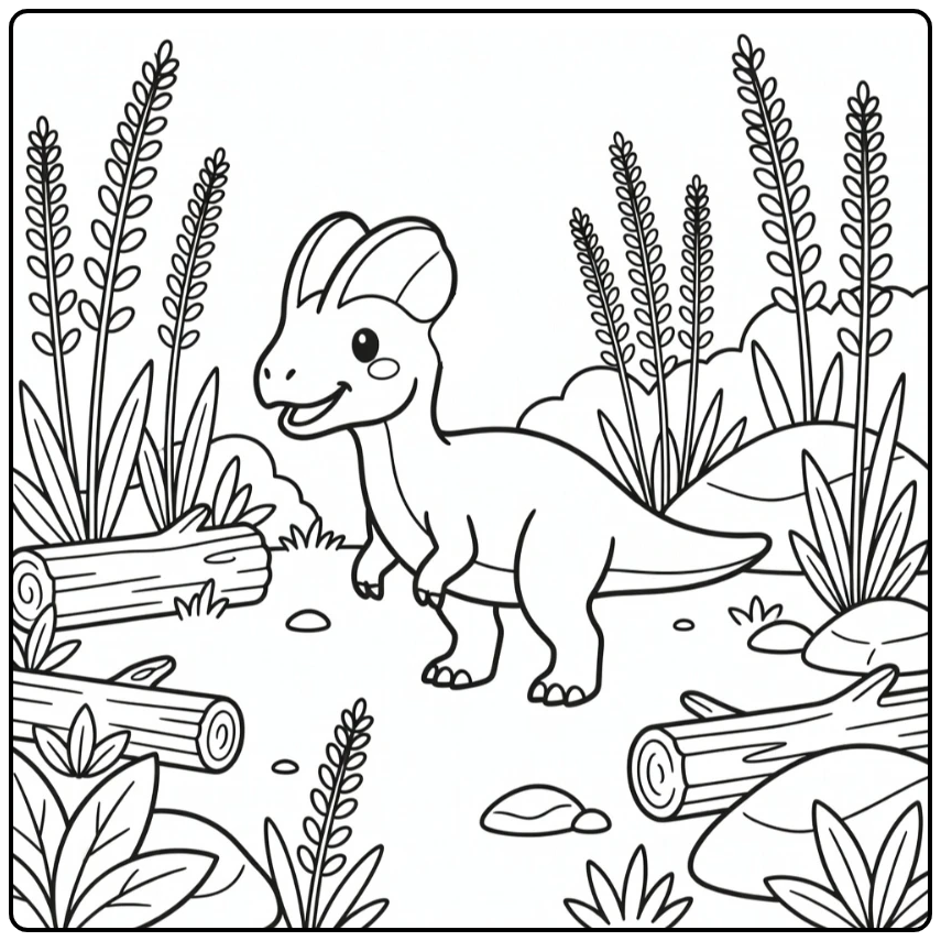 dilophosaurus coloring page dinosaur sniffing in forest