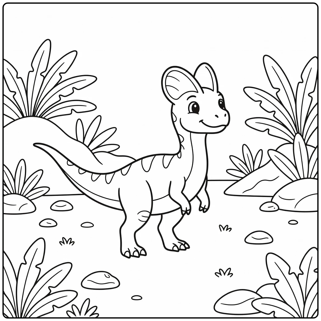 dilophosaurus coloring page cute dinosaur display pose