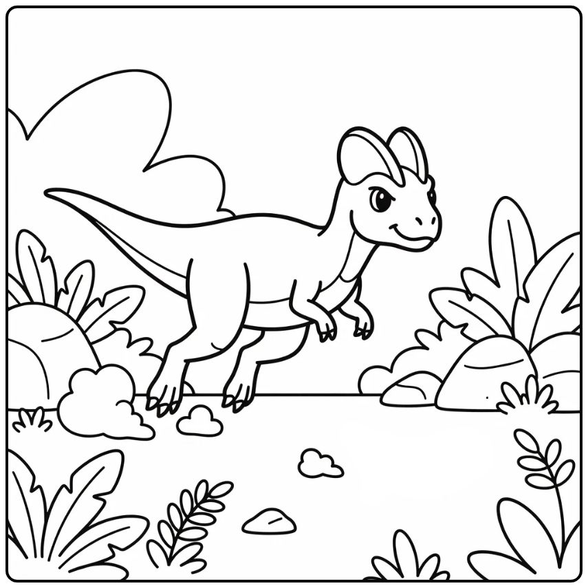 dilophosaurus coloring page dinosaur chasing lizard prey
