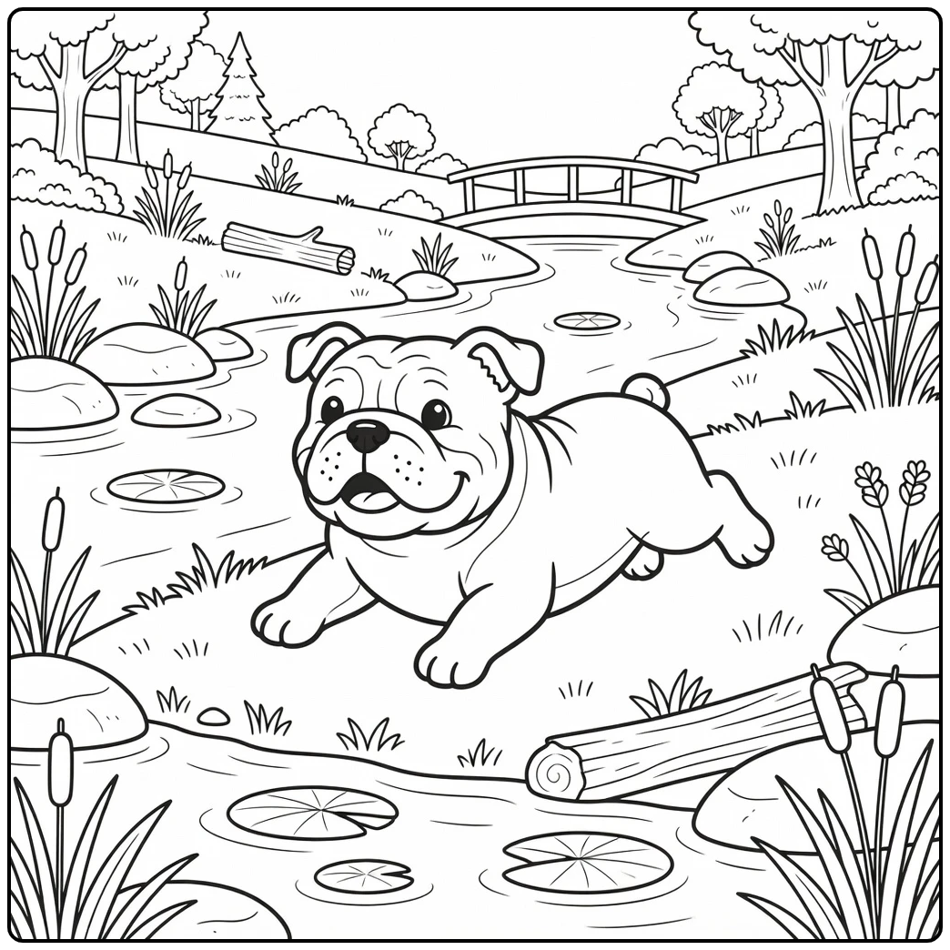 english bulldog coloring page playful slide by stream