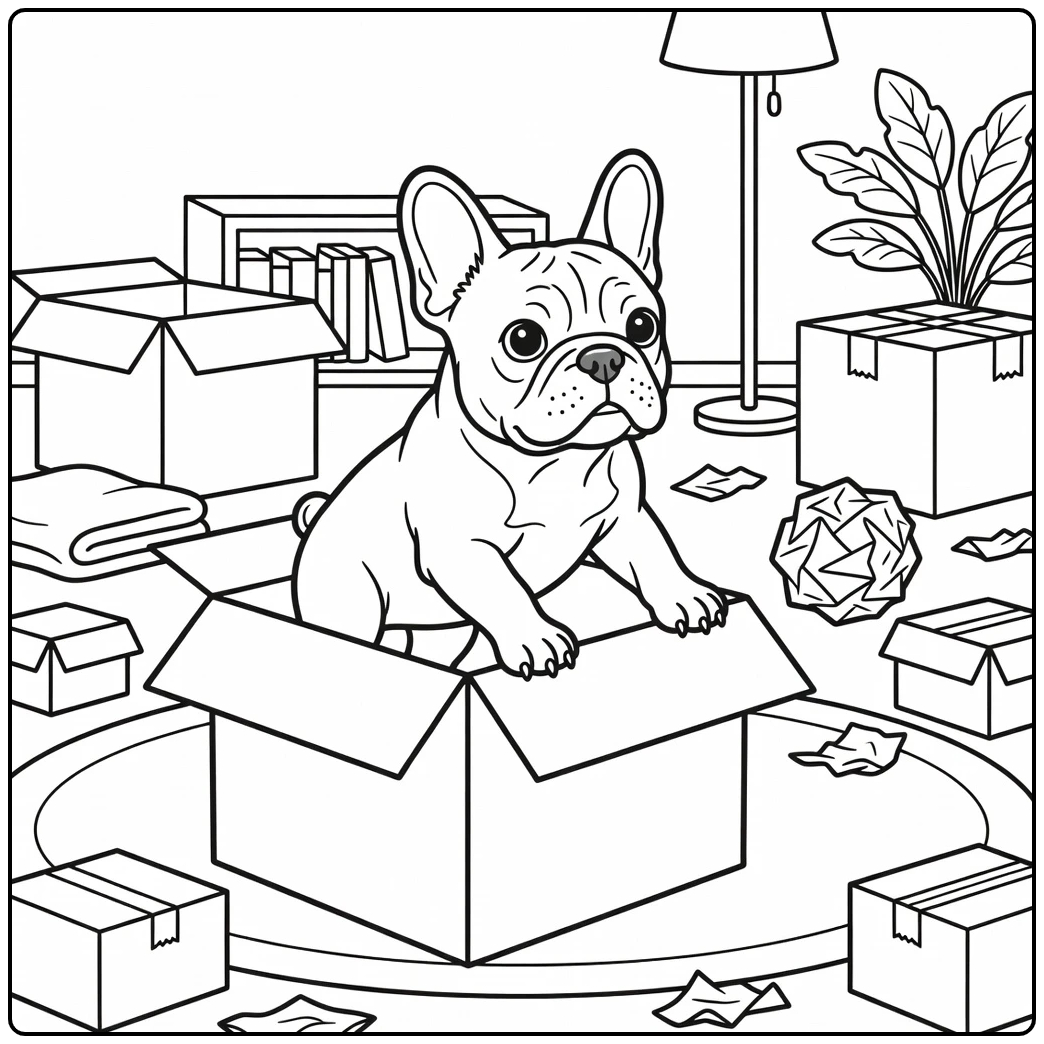 french bulldog coloring page dog climbing from box