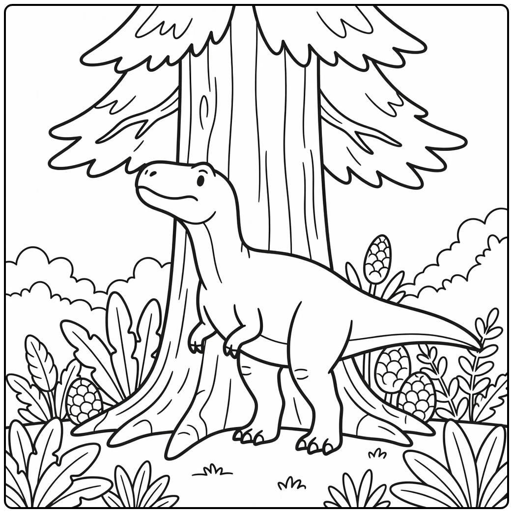 giganotosaurus coloring page dinosaur by giant conifer trunk