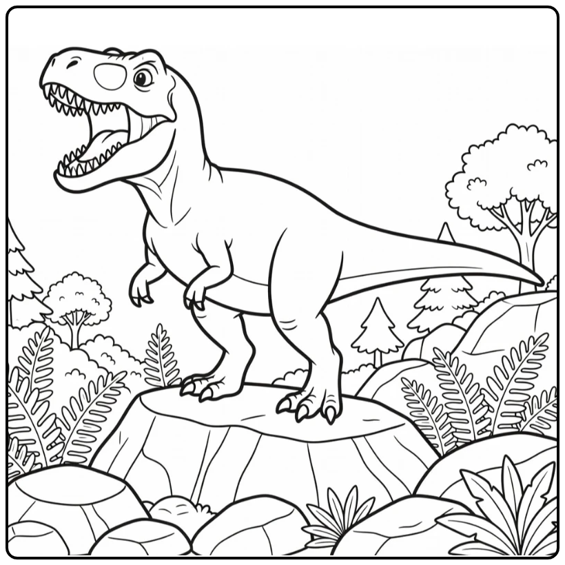 giganotosaurus coloring page of roaring dinosaur on ridge