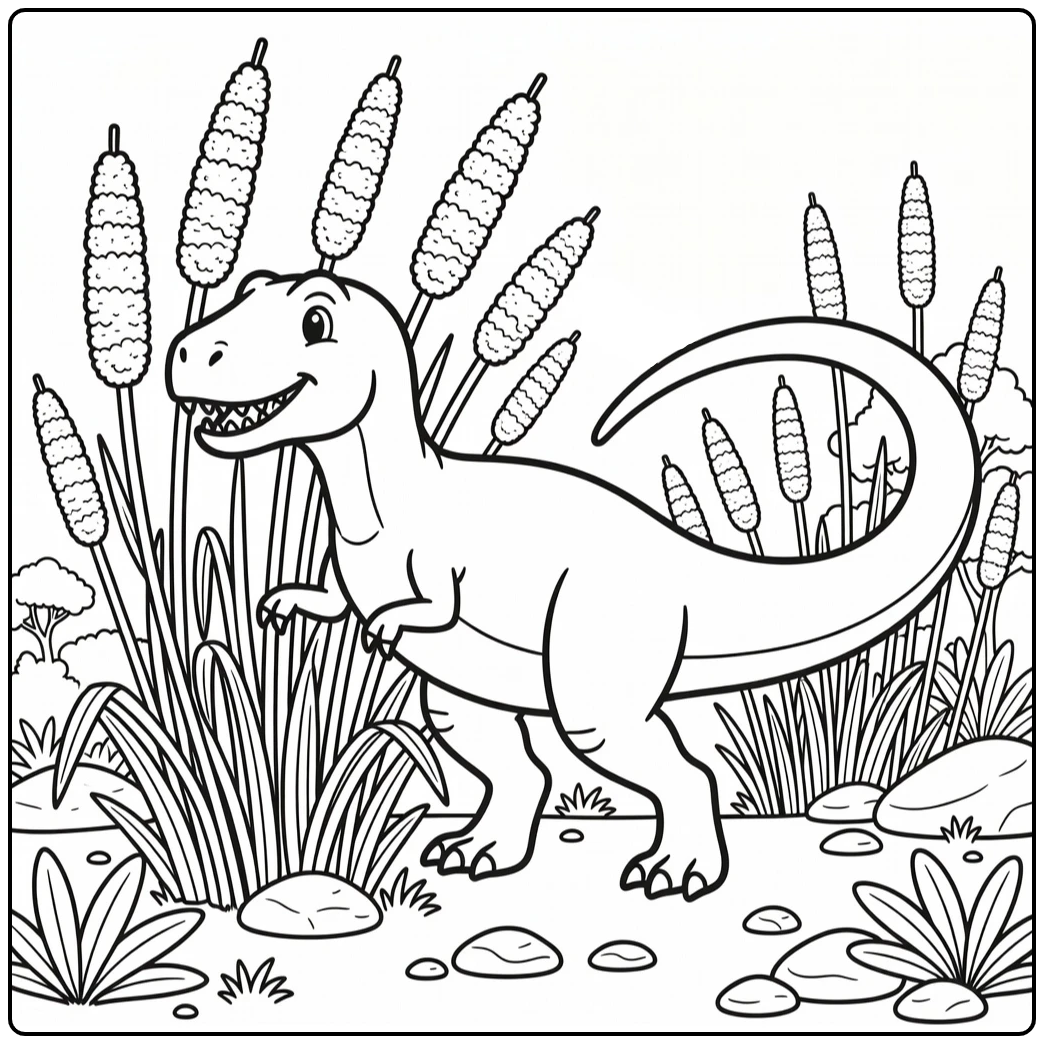 giganotosaurus coloring page dinosaur in prehistoric plants
