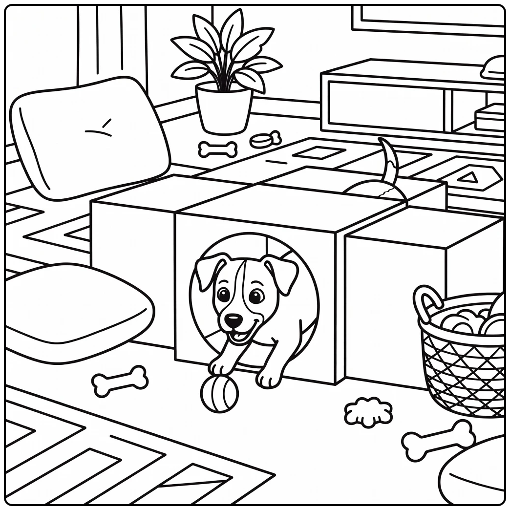 jack russell terrier coloring page curious dog in play tunnel