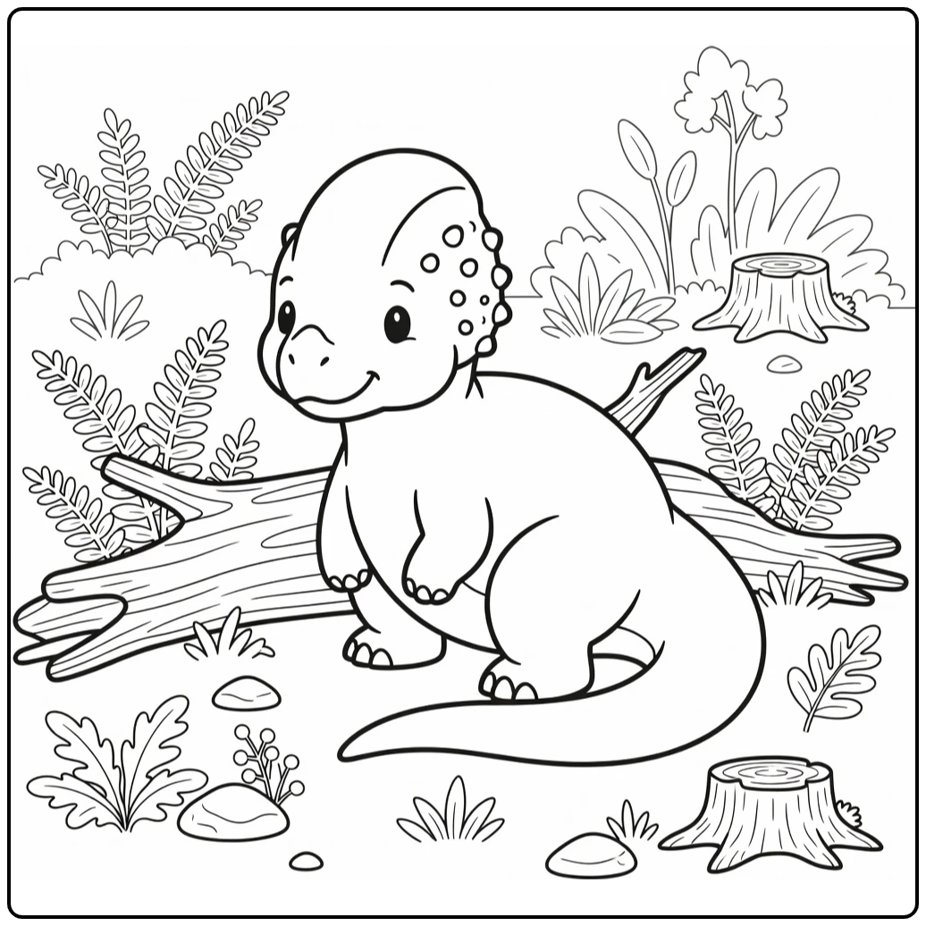 pachycephalosaurus coloring page dinosaur by fallen tree