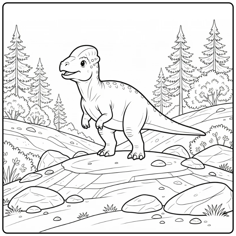 pachycephalosaurus coloring page alert dinosaur on hill