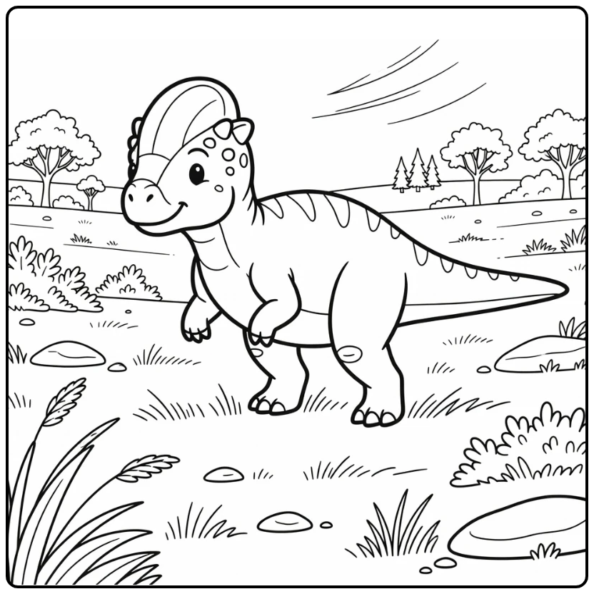 pachycephalosaurus coloring page dinosaur on windy plain