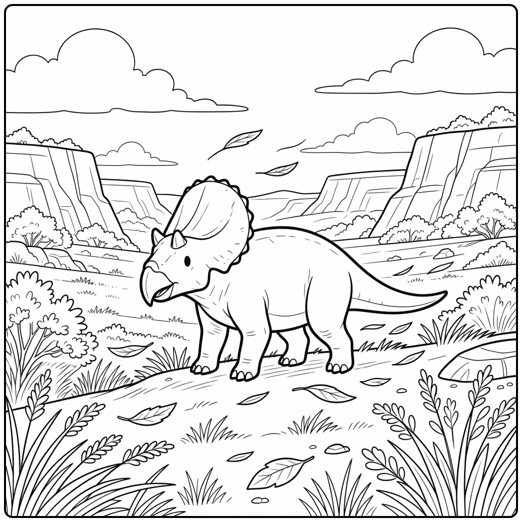 protoceratops coloring page dinosaur on windy ridge