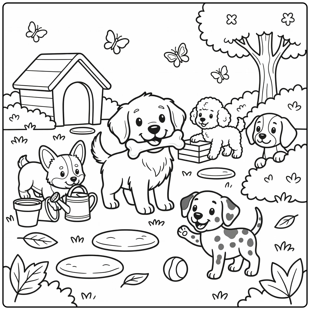 puppy coloring page cute puppies backyard treasure hunt