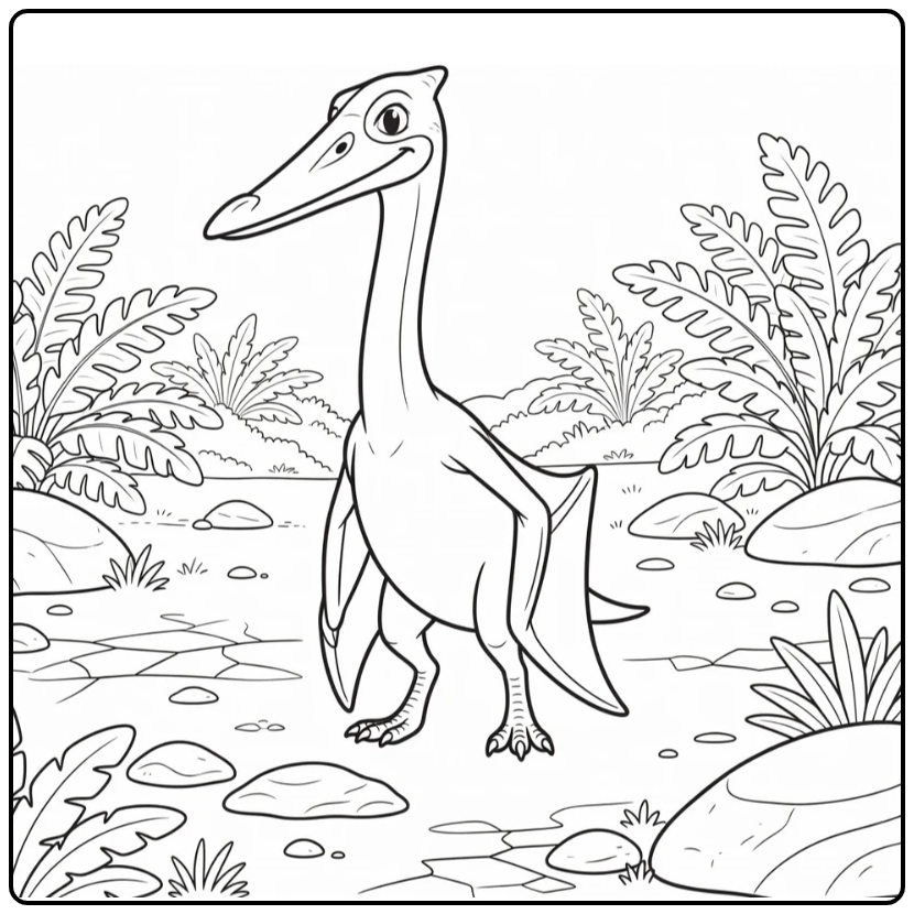 Quetzalcoatlus dinosaur coloring page of pterosaur on plain
