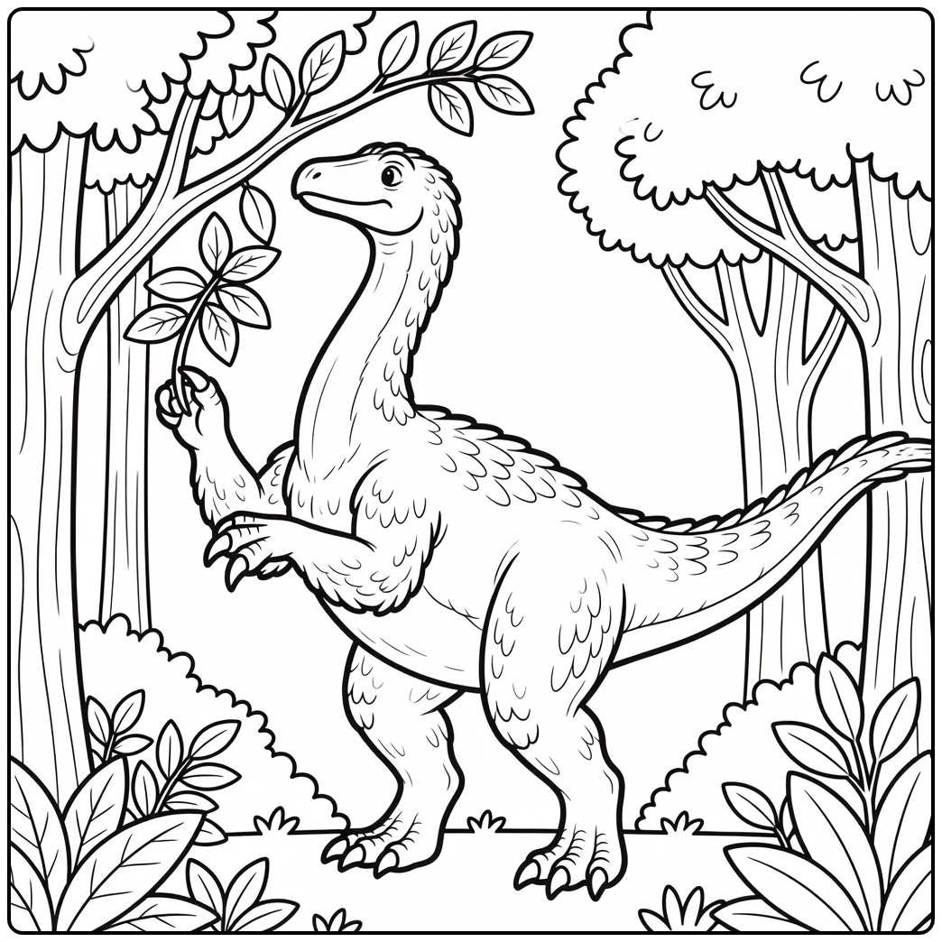 therizinosaurus coloring page dinosaur reaching for leaves