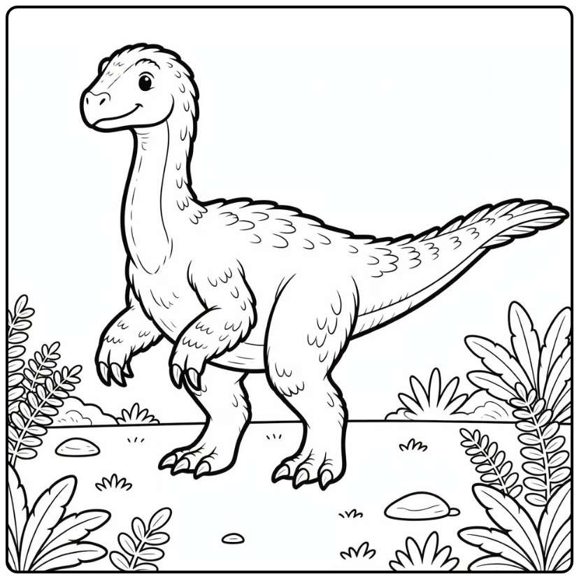 therizinosaurus coloring page dinosaur walking on plain