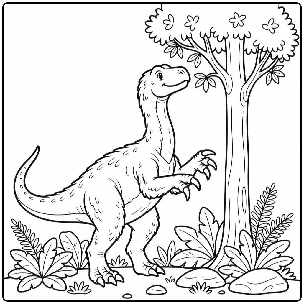 therizinosaurus coloring page dinosaur reaching for leaves