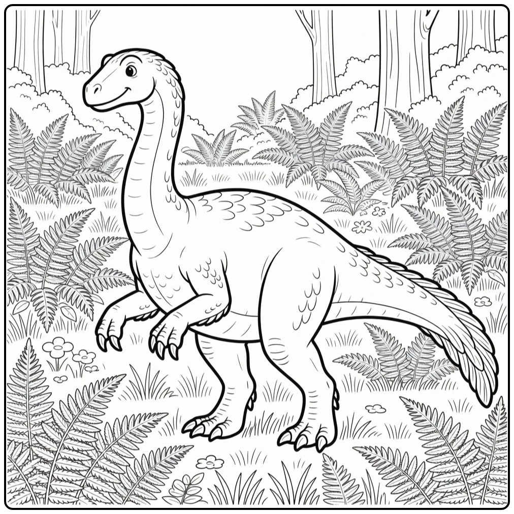 therizinosaurus coloring page showing dinosaur with giant claws