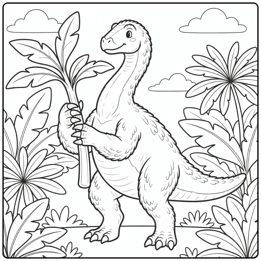 therizinosaurus coloring page dinosaur grasping tall plant