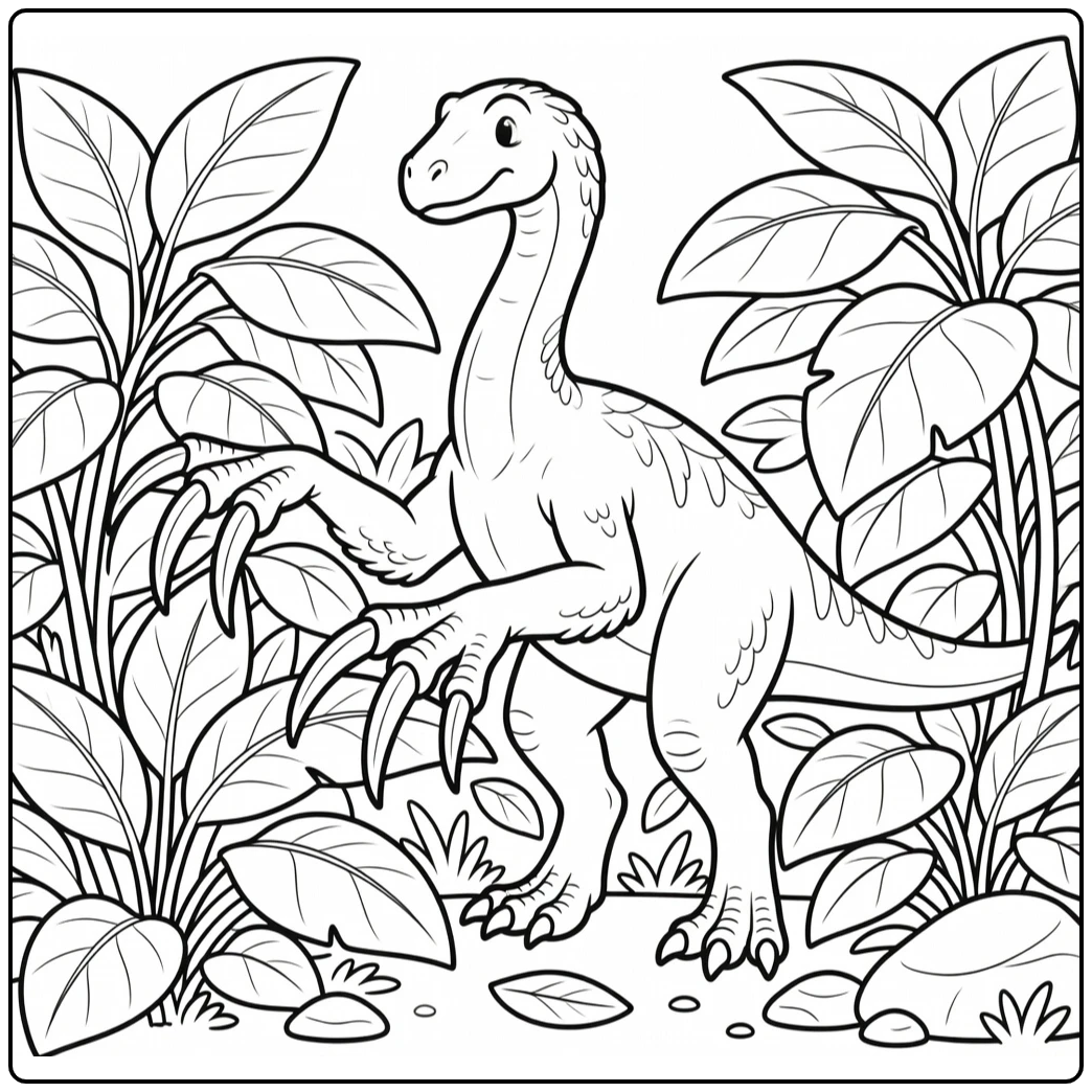 therizinosaurus coloring page of feeding therizinosaurus