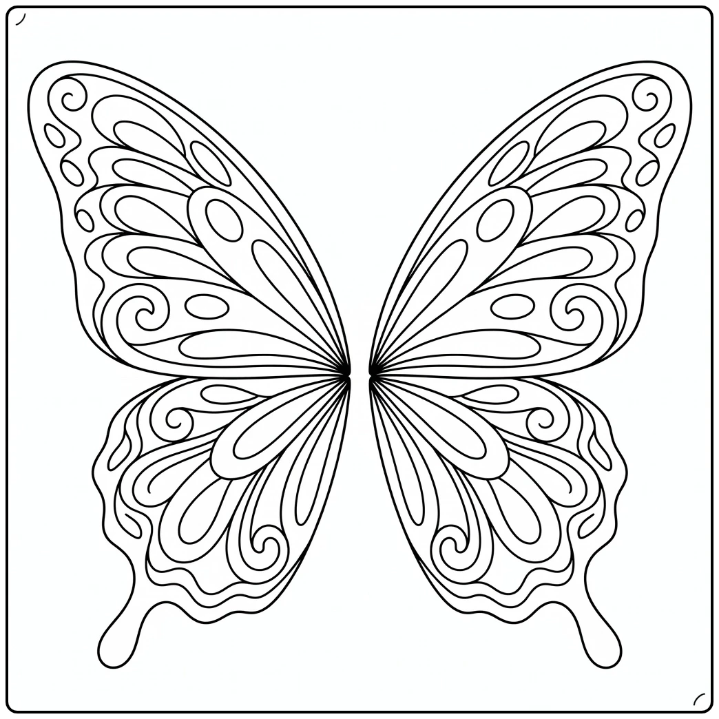 Mirrored butterfly wings covered in graceful swirls, teardrops, ovals, and curved borders